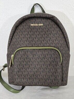 Michael Kors Erin Medium Backpack Purse Evergreen Polished Career Collegiate